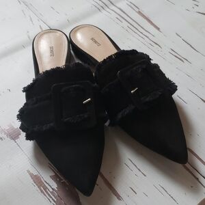 Schutz 10B pointy buckle black flat shoes